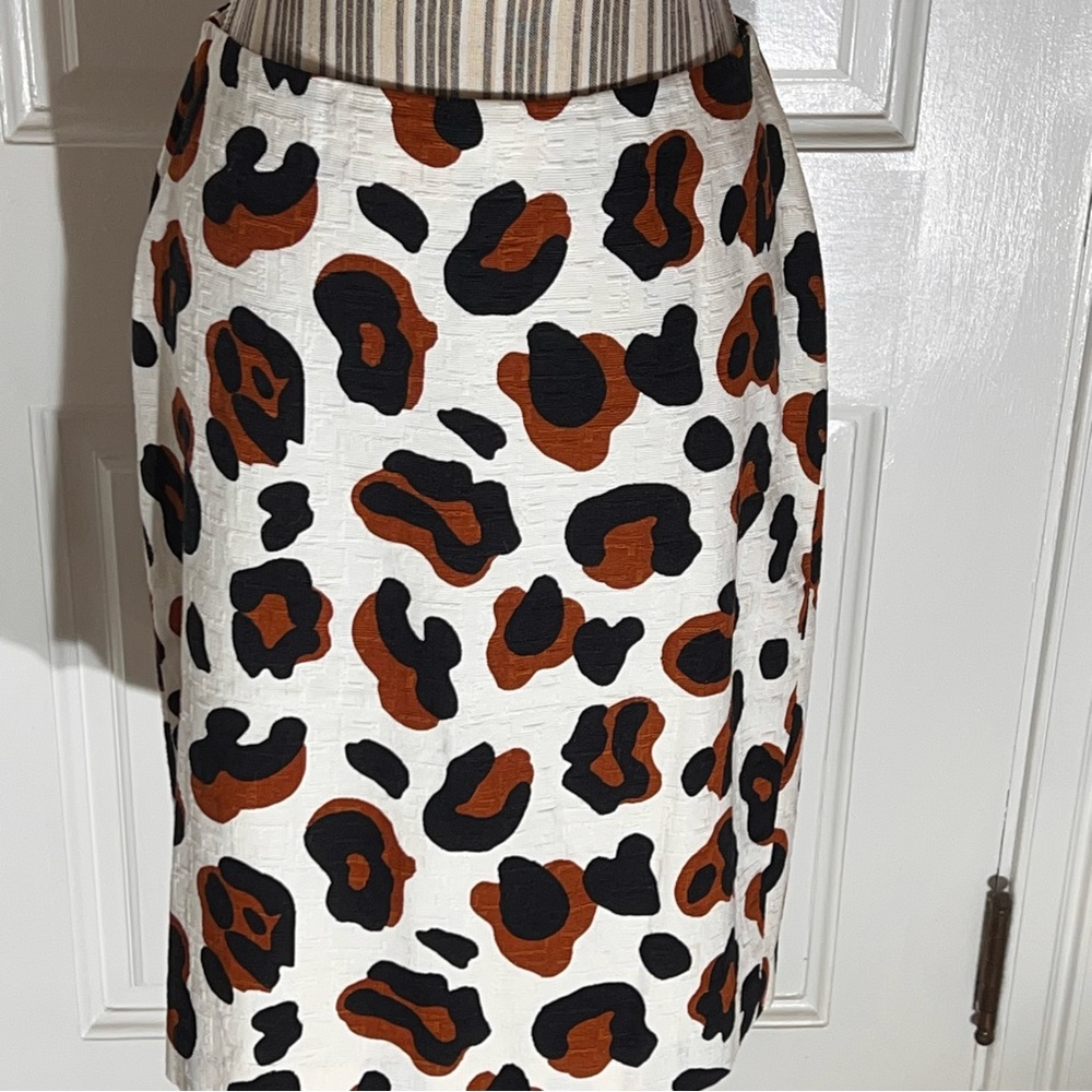 Talbots Black and Brown Animal Print Pencil skirt size 6 lined S178 NWOT